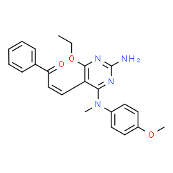 ChemSpider 2D Image | (2Z)-3-{2-Amino-4-ethoxy-6-[(4-methoxyphenyl)(methyl)amino]-5-pyrimidinyl}-1-phenyl-2-propen-1-one | C23H24N4O3