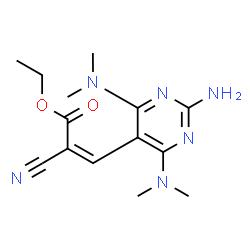 ChemSpider 2D Image | Ethyl (2Z)-3-[2-amino-4,6-bis(dimethylamino)-5-pyrimidinyl]-2-cyanoacrylate | C14H20N6O2