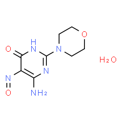 ChemSpider 2D Image | 6-Amino-2-(4-morpholinyl)-5-nitroso-4(1H)-pyrimidinone hydrate (1:1) | C8H13N5O4