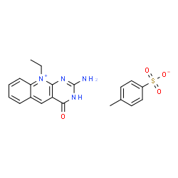 ChemSpider 2D Image | 2-Amino-10-ethyl-4-oxo-1,4-dihydropyrimido[4,5-b]quinolin-10-ium 4-methylbenzenesulfonate | C20H20N4O4S