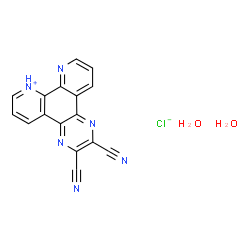 ChemSpider 2D Image | 2,3-Dicyanopyrazino[2,3-f][1,10]phenanthrolin-8-ium chloride hydrate (1:1:2) | C16H11ClN6O2