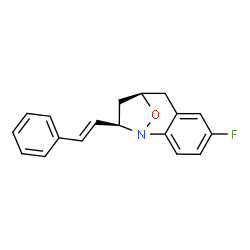 ChemSpider 2D Image | (9R,11R)-5-Fluoro-11-[(E)-2-phenylvinyl]-12-oxa-1-azatricyclo[7.2.1.0~2,7~]dodeca-2,4,6-triene | C18H16FNO