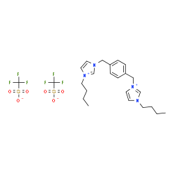 ChemSpider 2D Image | 3-Butyl-1-{4-[(1-butyl-1H-imidazol-3-ium-3-yl)methyl]benzyl}-1H-imidazol-3-ium bis(trifluoromethanesulfonate) | C24H32F6N4O6S2