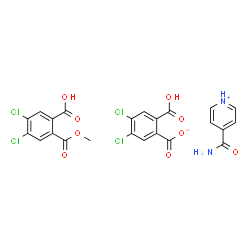 ChemSpider 2D Image | 4-Carbamoylpyridinium 2-carboxy-4,5-dichlorobenzoate - 4,5-dichloro-2-(methoxycarbonyl)benzoic acid (1:1:1) | C23H16Cl4N2O9