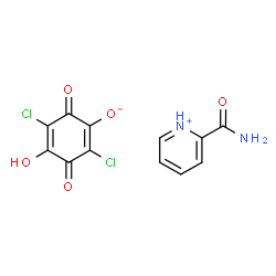 ChemSpider 2D Image | 2-Carbamoylpyridinium 2,5-dichloro-4-hydroxy-3,6-dioxo-1,4-cyclohexadien-1-olate | C12H8Cl2N2O5