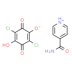 ChemSpider 2D Image | 4-Carbamoylpyridinium 2,5-dichloro-4-hydroxy-3,6-dioxo-1,4-cyclohexadien-1-olate | C12H8Cl2N2O5