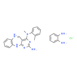 ChemSpider 2D Image | 2-Amino-4-[methyl(2-methylphenyl)amino]-1H-pyrimido[4,5-b][1,5]benzodiazepin-6-ium chloride 1,2-benzenediamine (1:1:1) | C25H27ClN8