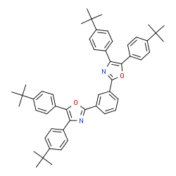 ChemSpider 2D Image | 2,2'-(1,3-Phenylene)bis{4,5-bis[4-(2-methyl-2-propanyl)phenyl]-1,3-oxazole} | C52H56N2O2