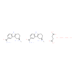 ChemSpider 2D Image | (3R)-6-Carbamoyl-N-methyl-2,3,4,9-tetrahydro-1H-carbazol-3-aminium succinate hydrate (2:1:3) | C32H46N6O9
