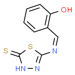 ChemSpider 2D Image | 5-[(Z)-(2-Hydroxybenzylidene)amino]-1,3,4-thiadiazole-2(3H)-thione | C9H7N3OS2