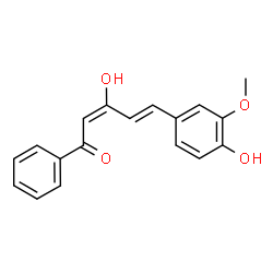 ChemSpider 2D Image | (2E,4E)-3-Hydroxy-5-(4-hydroxy-3-methoxyphenyl)-1-phenyl-2,4-pentadien-1-one | C18H16O4