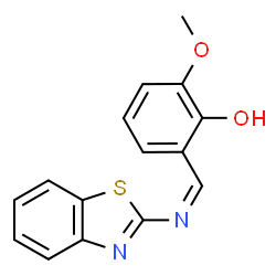 ChemSpider 2D Image | 2-[(Z)-(1,3-Benzothiazol-2-ylimino)methyl]-6-methoxyphenol | C15H12N2O2S