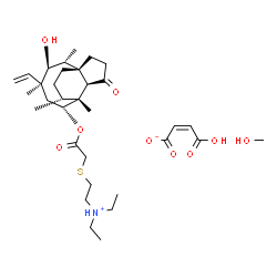 ChemSpider 2D Image | N,N-Diethyl-2-[(2-{[(1S,2R,3S,4S,6R,7R,8R,14R)-3-hydroxy-2,4,7,14-tetramethyl-9-oxo-4-vinyltricyclo[5.4.3.0~1,8~]tetradec-6-yl]oxy}-2-oxoethyl)sulfanyl]ethanaminium (2Z)-3-carboxyacrylate methanol (1:
1:1) | C33H55NO9S