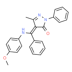ChemSpider 2D Image | (4E)-4-{[(4-Methoxyphenyl)amino](phenyl)methylene}-5-methyl-2-phenyl-2,4-dihydro-3H-pyrazol-3-one | C24H21N3O2