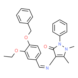 ChemSpider 2D Image | 4-{(Z)-[4-(Benzyloxy)-3-ethoxybenzylidene]amino}-1,5-dimethyl-2-phenyl-1,2-dihydro-3H-pyrazol-3-one | C27H27N3O3