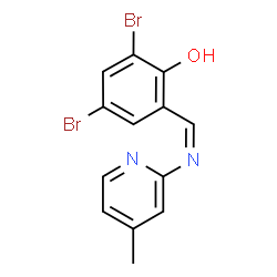 ChemSpider 2D Image | 2,4-Dibromo-6-{(Z)-[(4-methyl-2-pyridinyl)imino]methyl}phenol | C13H10Br2N2O