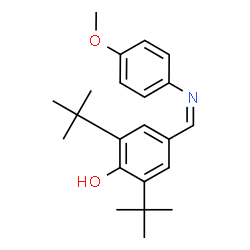 ChemSpider 2D Image | 4-{(Z)-[(4-Methoxyphenyl)imino]methyl}-2,6-bis(2-methyl-2-propanyl)phenol | C22H29NO2
