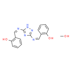 ChemSpider 2D Image | 2,2'-{1H-1,2,4-Triazole-3,5-diylbis[nitrilo(Z)methylylidene]}diphenol - methanol (1:1) | C17H17N5O3