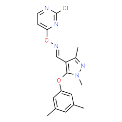 ChemSpider 2D Image | (E)-N-[(2-Chloro-4-pyrimidinyl)oxy]-1-[5-(3,5-dimethylphenoxy)-1,3-dimethyl-1H-pyrazol-4-yl]methanimine | C18H18ClN5O2