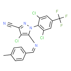 ChemSpider 2D Image | 4-Chloro-1-[2,6-dichloro-4-(trifluoromethyl)phenyl]-5-[(Z)-(4-methylbenzylidene)amino]-1H-pyrazole-3-carbonitrile | C19H10Cl3F3N4