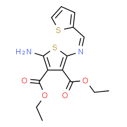 ChemSpider 2D Image | Diethyl 2-amino-5-[(Z)-(2-thienylmethylene)amino]-3,4-thiophenedicarboxylate | C15H16N2O4S2