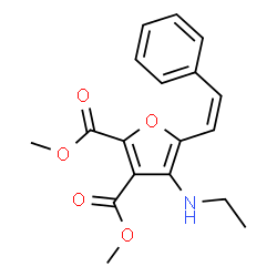 ChemSpider 2D Image | Dimethyl 4-(ethylamino)-5-[(Z)-2-phenylvinyl]-2,3-furandicarboxylate | C18H19NO5