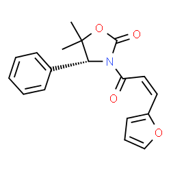 ChemSpider 2D Image | (4R)-3-[(2Z)-3-(2-Furyl)-2-propenoyl]-5,5-dimethyl-4-phenyl-1,3-oxazolidin-2-one | C18H17NO4