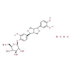 ChemSpider 2D Image | 4-[(1S,3aR,4R,6aR)-4-(3,4-Dimethoxyphenyl)tetrahydro-1H,3H-furo[3,4-c]furan-1-yl]-2-methoxyphenyl beta-D-glucopyranoside dihydrate | C27H38O13