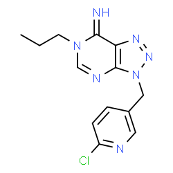 ChemSpider 2D Image | 3-[(6-Chloro-3-pyridinyl)methyl]-6-propyl-3,6-dihydro-7H-[1,2,3]triazolo[4,5-d]pyrimidin-7-imine | C13H14ClN7