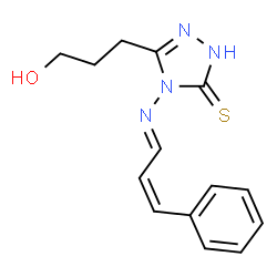 ChemSpider 2D Image | 5-(3-Hydroxypropyl)-4-{(E)-[(2Z)-3-phenyl-2-propen-1-ylidene]amino}-2,4-dihydro-3H-1,2,4-triazole-3-thione | C14H16N4OS