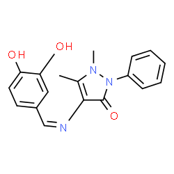 ChemSpider 2D Image | 4-[(Z)-(3,4-Dihydroxybenzylidene)amino]-1,5-dimethyl-2-phenyl-1,2-dihydro-3H-pyrazol-3-one | C18H17N3O3
