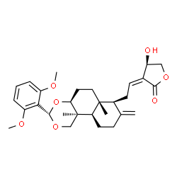 ChemSpider 2D Image | (3Z,4R)-3-{2-[(3S,4aS,6aR,7S,10aR,10bS)-3-(2,6-Dimethoxyphenyl)-6a,10b-dimethyl-8-methylenedecahydro-1H-naphtho[2,1-d][1,3]dioxin-7-yl]ethylidene}-4-hydroxydihydro-2(3H)-furanone | C29H38O7