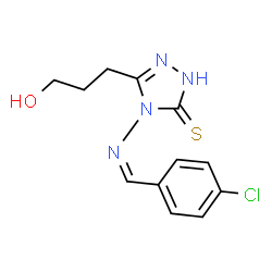 ChemSpider 2D Image | 4-[(Z)-(4-Chlorobenzylidene)amino]-5-(3-hydroxypropyl)-2,4-dihydro-3H-1,2,4-triazole-3-thione | C12H13ClN4OS