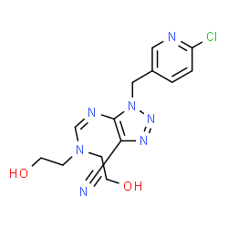 ChemSpider 2D Image | N'-{1-[(6-Chloro-3-pyridinyl)methyl]-4-cyano-1H-1,2,3-triazol-5-yl}-N,N-bis(2-hydroxyethyl)imidoformamide | C14H16ClN7O2