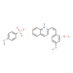 ChemSpider 2D Image | 2-[(Z)-2-(4-Methoxyphenyl)vinyl]-1-methylquinolinium 4-methoxybenzenesulfonate hydrate (1:1:1) | C26H27NO6S