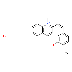ChemSpider 2D Image | 2-[(Z)-2-(3-Hydroxy-4-methoxyphenyl)vinyl]-1-methylquinolinium iodide hydrate (1:1:1) | C19H20INO3