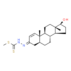 ChemSpider 2D Image | Methyl (2Z)-2-[(3Z,5alpha,17beta)-17-hydroxyandrost-1-en-3-ylidene]hydrazinecarbodithioate | C21H32N2OS2