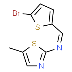 ChemSpider 2D Image | (Z)-1-(5-Bromo-2-thienyl)-N-(5-methyl-1,3-thiazol-2-yl)methanimine | C9H7BrN2S2