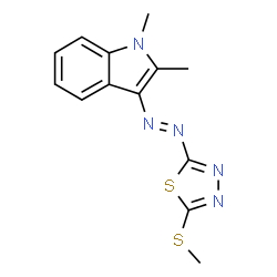 ChemSpider 2D Image | 1,2-Dimethyl-3-{(E)-[5-(methylsulfanyl)-1,3,4-thiadiazol-2-yl]diazenyl}-1H-indole | C13H13N5S2