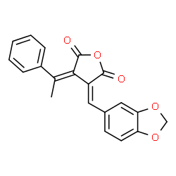 ChemSpider 2D Image | (3Z,4Z)-3-(1,3-Benzodioxol-5-ylmethylene)-4-(1-phenylethylidene)dihydro-2,5-furandione | C20H14O5