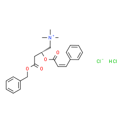 ChemSpider 2D Image | (2R)-4-(Benzyloxy)-N,N,N-trimethyl-4-oxo-2-{[(2Z)-3-phenyl-2-propenoyl]oxy}-1-butanaminium chloride hydrochloride (1:1:1) | C23H29Cl2NO4