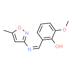 ChemSpider 2D Image | 2-Methoxy-6-{(Z)-[(5-methyl-1,2-oxazol-3-yl)imino]methyl}phenol | C12H12N2O3