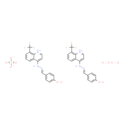ChemSpider 2D Image | 4-[(2E)-2-(4-Hydroxybenzylidene)hydrazino]-8-(trifluoromethyl)quinolinium sulfate hydrate (2:1:2) | C34H30F6N6O8S