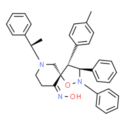 ChemSpider 2D Image | (3S,4R,5S,10Z)-N-Hydroxy-4-(4-methylphenyl)-2,3-diphenyl-7-[(1R)-1-phenylethyl]-1-oxa-2,7-diazaspiro[4.5]decan-10-imine | C34H35N3O2
