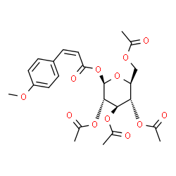 ChemSpider 2D Image | 2,3,4,6-Tetra-O-acetyl-1-O-[(2Z)-3-(4-methoxyphenyl)-2-propenoyl]-beta-L-glucopyranose | C24H28O12