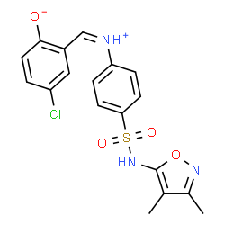 ChemSpider 2D Image | 4-Chloro-2-[(Z)-({4-[(3,4-dimethyl-1,2-oxazol-5-yl)sulfamoyl]phenyl}iminio)methyl]phenolate | C18H16ClN3O4S