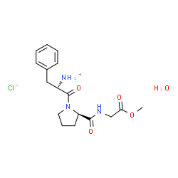 ChemSpider 2D Image | Methyl 1-[(2R)-2-ammonio-3-phenylpropanoyl]-D-prolylglycinate chloride hydrate (1:1:1) | C17H26ClN3O5