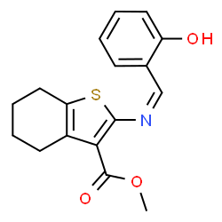ChemSpider 2D Image | Methyl 2-[(Z)-(2-hydroxybenzylidene)amino]-4,5,6,7-tetrahydro-1-benzothiophene-3-carboxylate | C17H17NO3S