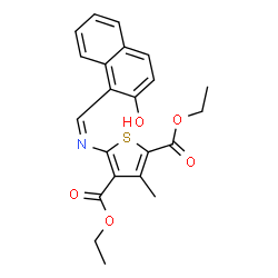 ChemSpider 2D Image | Diethyl 5-{(Z)-[(2-hydroxy-1-naphthyl)methylene]amino}-3-methyl-2,4-thiophenedicarboxylate | C22H21NO5S