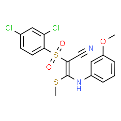 ChemSpider 2D Image | (2Z)-2-[(2,4-Dichlorophenyl)sulfonyl]-3-[(3-methoxyphenyl)amino]-3-(methylsulfanyl)acrylonitrile | C17H14Cl2N2O3S2